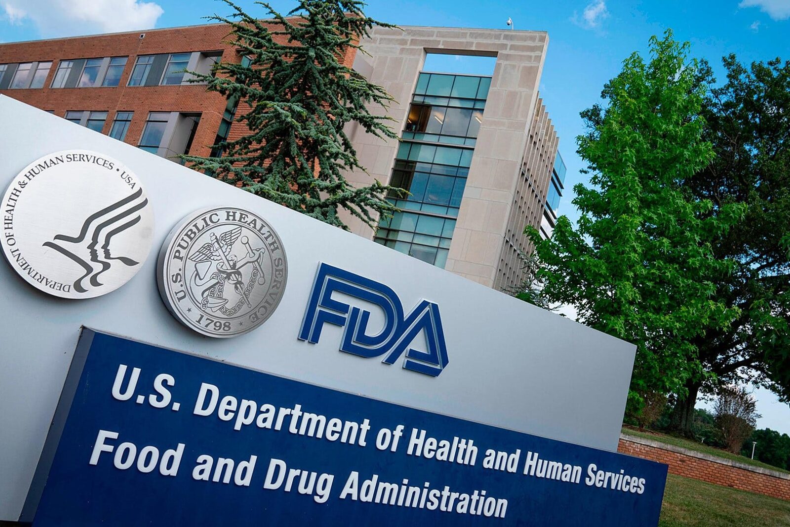 a sign outside of an FDA building
