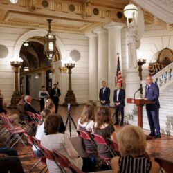 Auditor General Timothy L. DeFoor speaks during a the Financial Literacy award ceremony press conference.