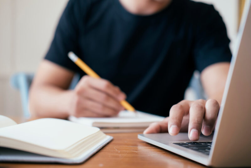 Student with computer