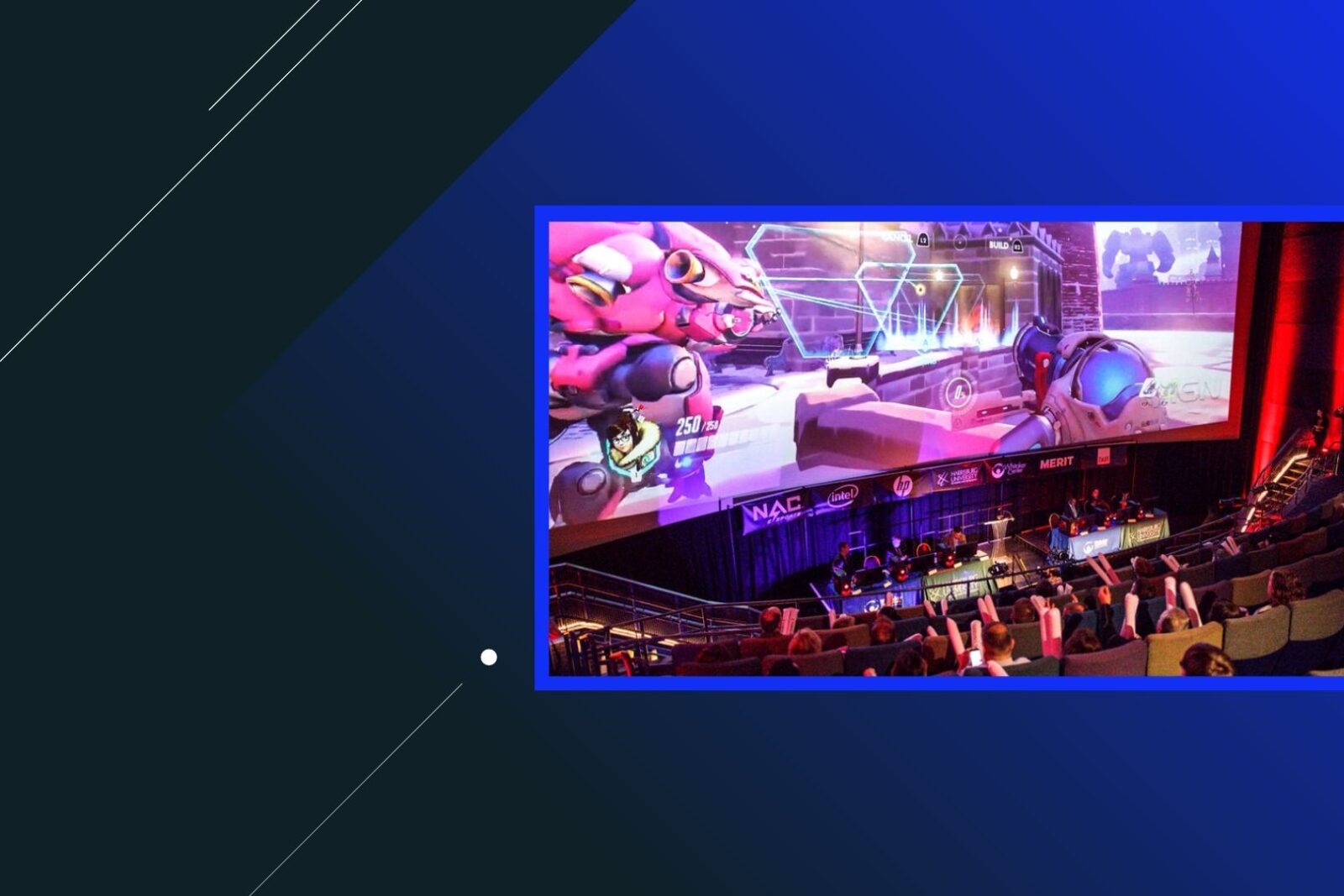 a screen with a group of people on it