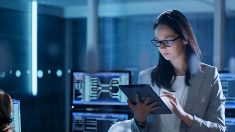 woman on ipad