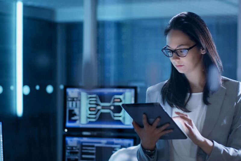 woman on ipad