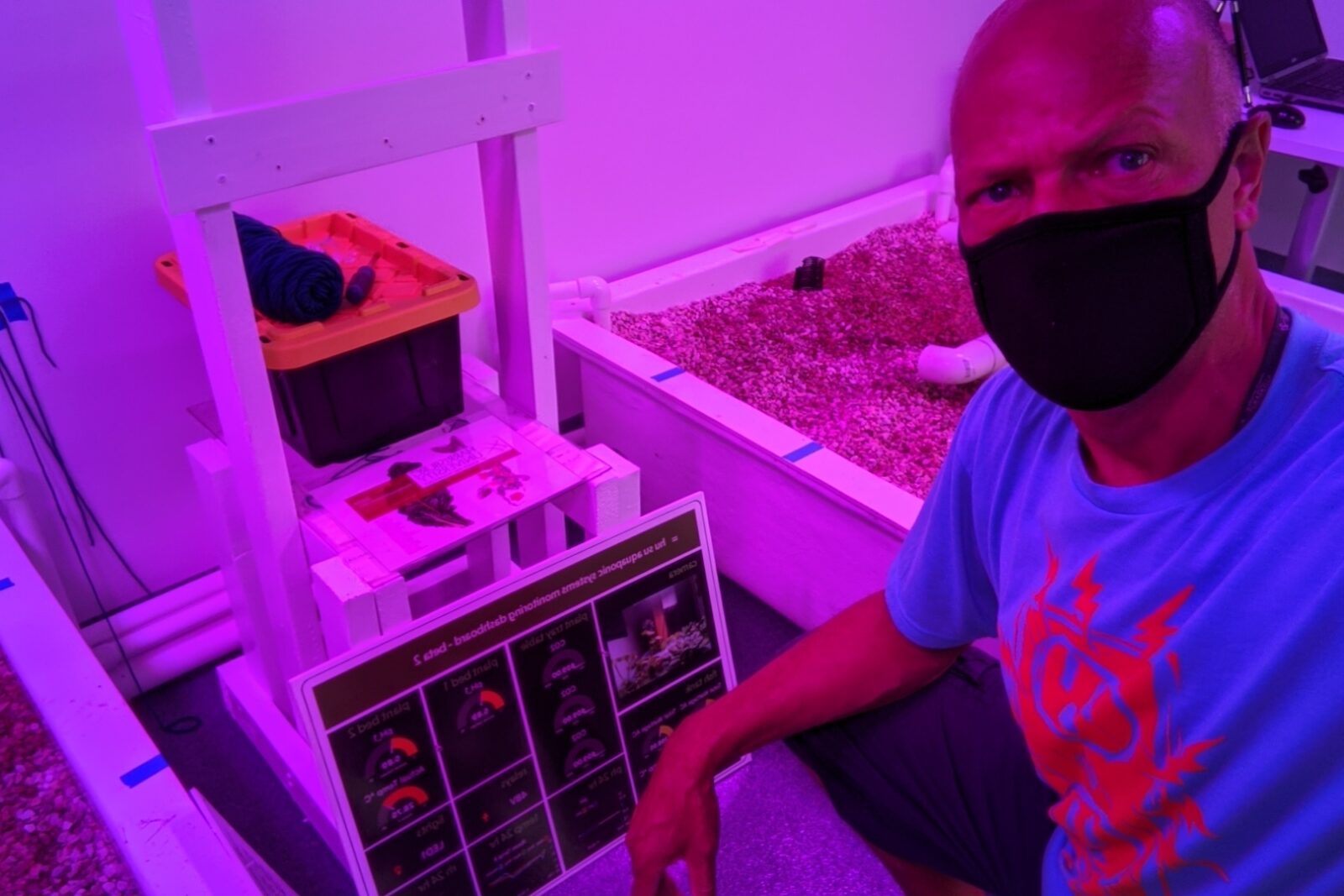 Glenn Williams in aquaponics lab