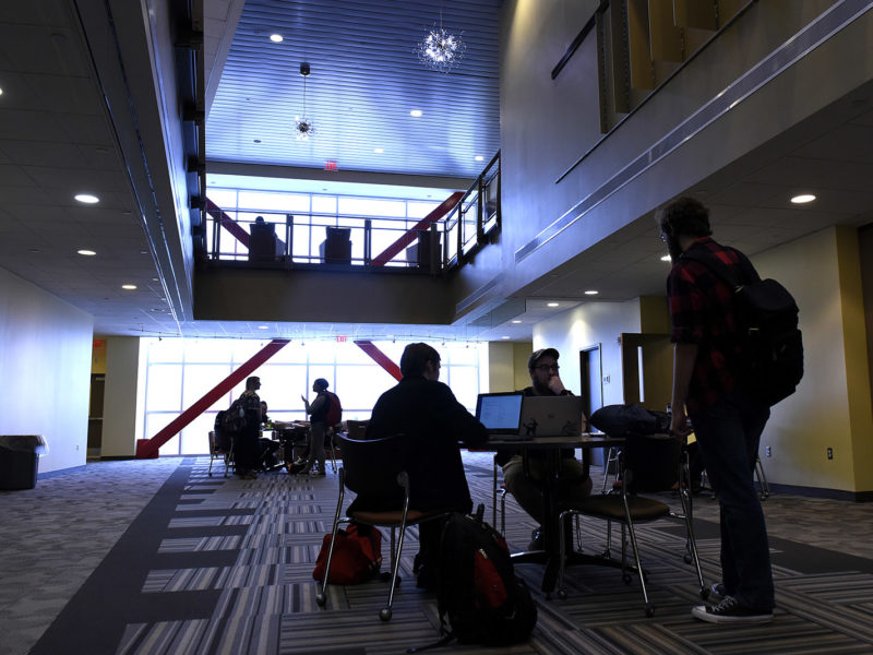 Students in common area working
