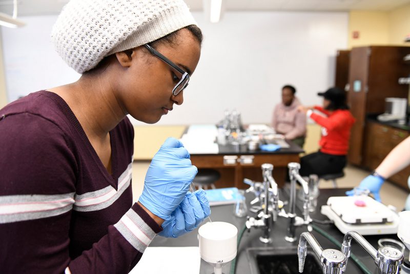 Student in the lab