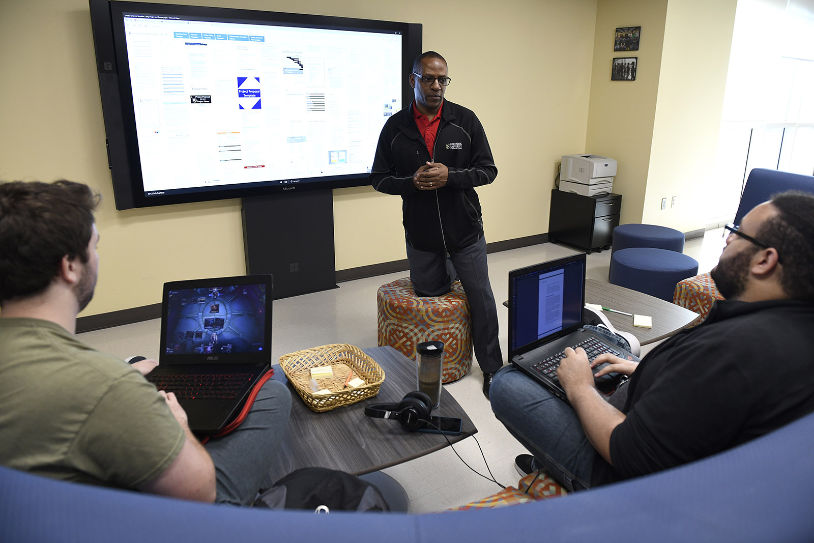 a man giving a presentation