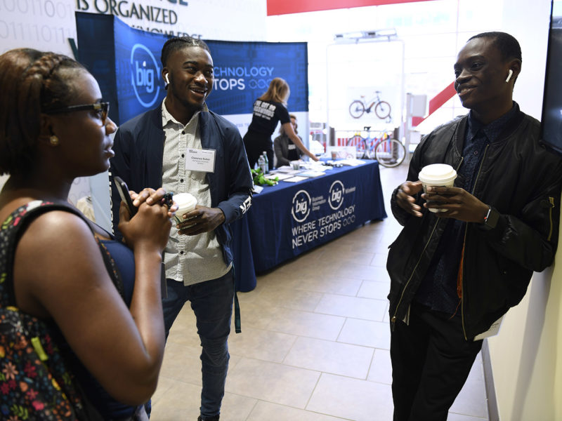Students talking in a group