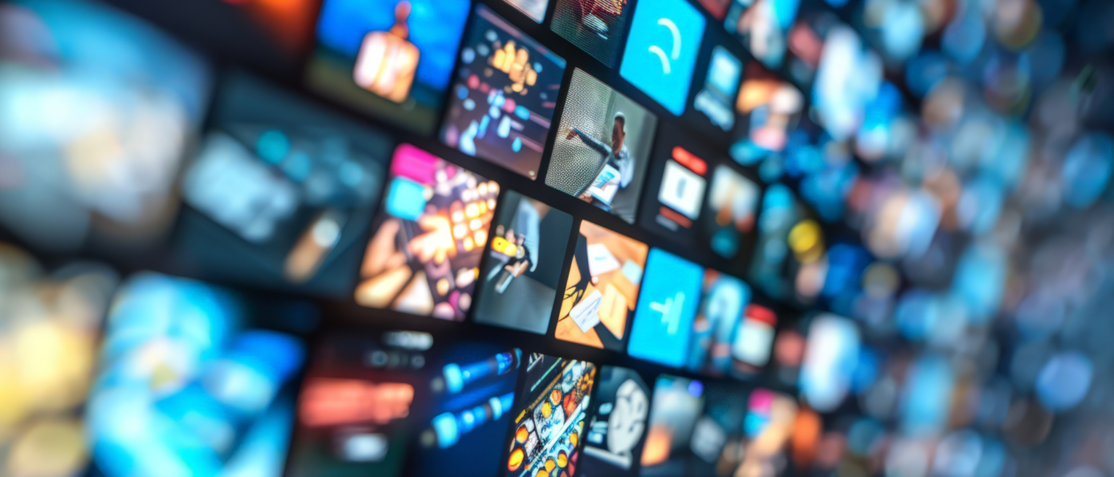 wall of tv screens