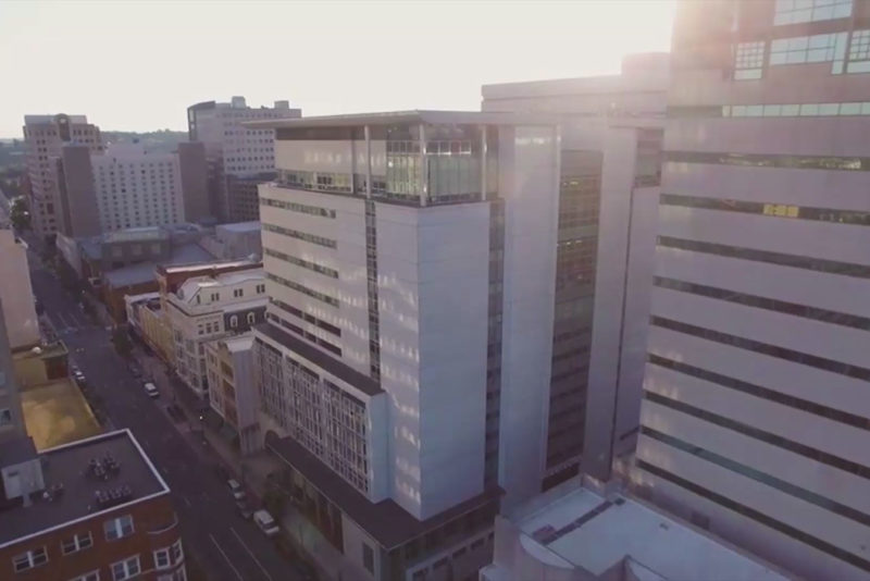 Aerial view of Harrisburg University academic center
