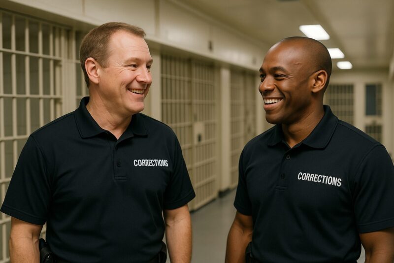 Corrections officers completing hands-on opioid crisis training.