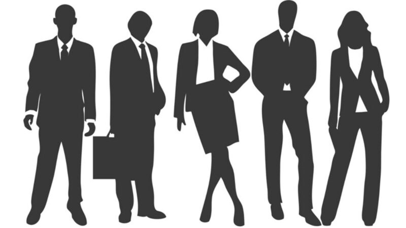 silhouettes of people wearing business clothes