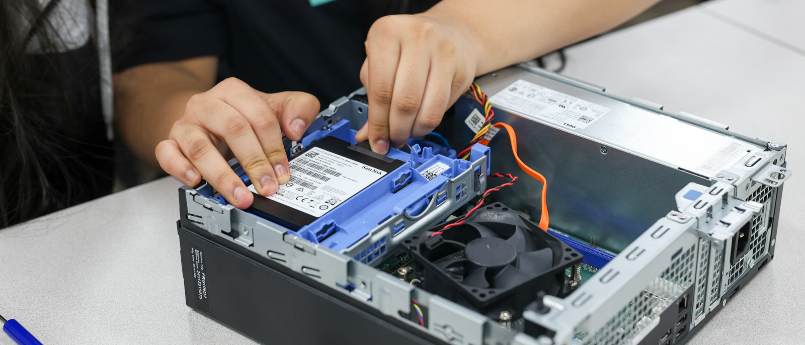 student working on computer